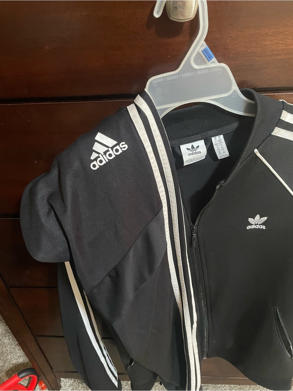 adidas Black Track Jacket with White Stripes